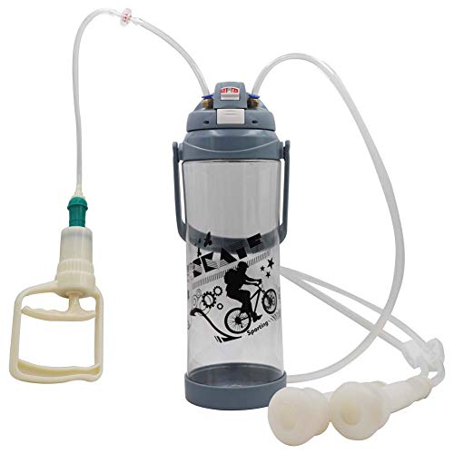 M.Z.A Portable Manual Milking Machine Cow Sheep Goat Milker 3L/0.8 Gallon Double Head Milker Barrel Set Kit (Cow, Grey)