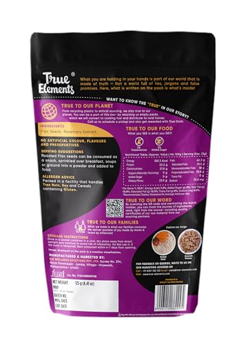 Image of True Elements Roasted Flax Seeds 125g | Superfood for Healthy Snacking | Rich in Omega-3 | Fiber & Antioxidants