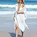 Women Swimsuit Cover Up Shirt Fashion Sheer Button Short Sleeve Beach Dress Loose Soft Flowy Bathing Suit Coverup White Free Size