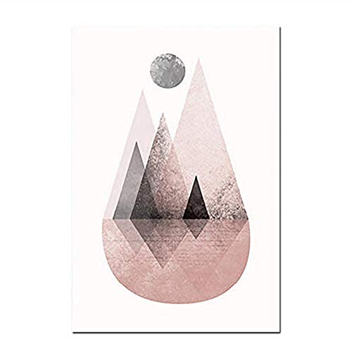 Rose gris or rose poster impression sur toile : triptyque montagnes abstrait - 5