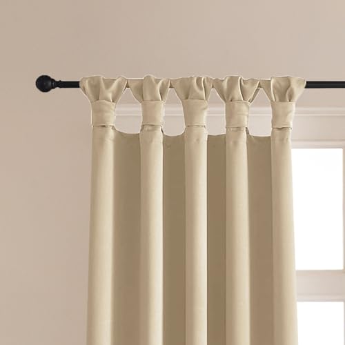Image of HOMEMONDE 8 Feet Long Door Blackout Curtains Pack of 2 Twist Tab Top Thermal Drapes for Privacy and Sun Protection (96 Inches, Beige)