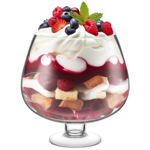 Nuogo 170oz Trifle Bowl Glass Large Round Serving Footed Bowl Dessert Bowl Trifle Dish Dessert Display with Pedestal for Ice Cream Cake Pastries Salad Fruit