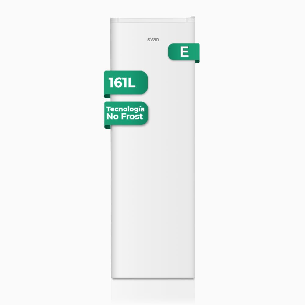 Svan Congelador vertical Blanco SCV145500ENF. Capacidad 161 Litros, Puerta Reversible, Bajo nivel Sonoro, Eficiencia Energética Clase E