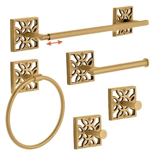 Autumn Alley 5 PC Brushed Gold Modern Bathroom Accessories Set,