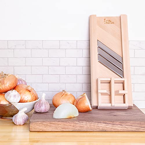 Compact Wooden Cabbage Shredder Slicer with Hand Guard for Finely Cut Sauerkraut and Coleslaw Natural