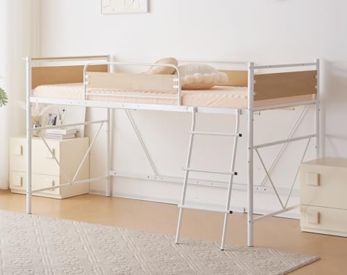 Kennkari ���t�g�x�b�h �͂����t�� ���[�^�C�v ���t�g �x�b�h �R���Z���g�t�� ��l�p �~�h���^�C�v �p�C�v�x�b�h �V���O�� �x�b�h�t���[�� ��� �X�`�[���� �n���K�[�|�[��4�{�t�� ��l��炵 loft bed ����125cm(A�^�F�z���C�g)