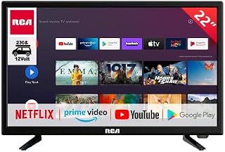 RCA RS22H2C-UK Android TV 22 inch (56 cm) Smart TV with 12V car adapter, Google Assistant, Chromecast, Netflix, Prime Video, Google Play Store, Disney+, WiFi, Triple Tuner, Android TV 11