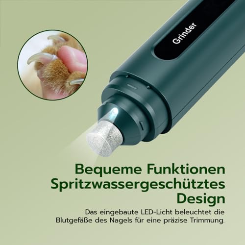 Tolesum Krallenschleifer für Hunde 5-Gang Mit LED Leuchten,Leiser,Wiederaufladbare, leistungsstarker Elektrischer Krallenschneider für Haustiere,Kleine, Mittelgroße Hunde und Katzen