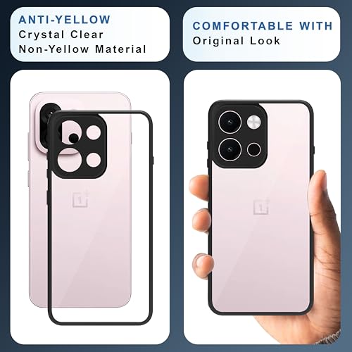 Image of CEDO Backcover for OnePlus 13s (5G) | Camera Protection Bump Shockproof Edge | Ultra Hybrid Transparent Acrylic Clear TPU+PC Hard Backcase Cover (Black)