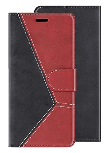 Image of Perkie Trendy Series, Faux Leather Wallet Flip Case Magnetic Closure Flip Cover for for Motorola Moto G54 5G (Red & Black)