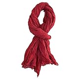 Belsen Summer Cotton Blend Crinkle Vintage Soft Scarf Fashion Solid Scarf Wrap Shawl (Red)