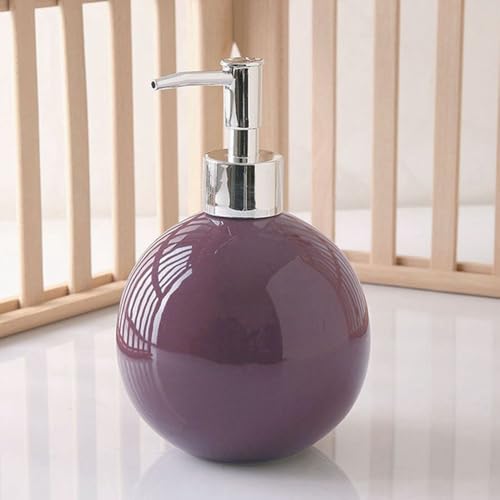 Distributeur de savon en céramique pour salle de bain, cuisine, douche, boule ronde décorative, moderne, minimaliste, rechargeable, pour savon liquide,...