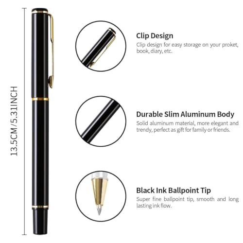Image of VANCHER Personalised Ballpoint Pen - Custom Engraved Metal Pen with Blue Ink | Sleek & Durable Writing Pen | Elegant Gift for Professionals, Office, School & Events (Design 3)
