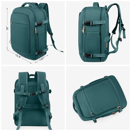 Image of Rinlist Travel Backpack, Carry-on Backpack for Men Women, Travel Backpack Carry on Flight Approved, 40L Personal Item Backpack, Travel Essentials Must Haves, Peacock Blue