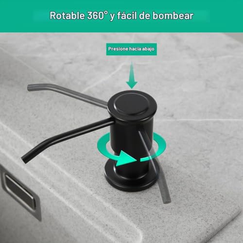 Miniatura 4 de Crea Dispensador De Jabón De Cocina, Dosificador Jabón Cocina Bajo Encimera, Dispensador De Jabón Para Fregadero Con Botella De 500 Ml Y Manguera De Extensión De 1,0 M, Llenado Desde Arriba, Negro