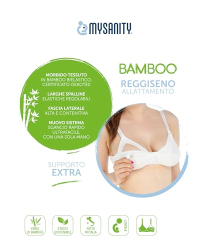 Mysanity Reggiseno Allattamento Supporto Extra Bamboo, Bianco, 5 Coppa C Donna - 6