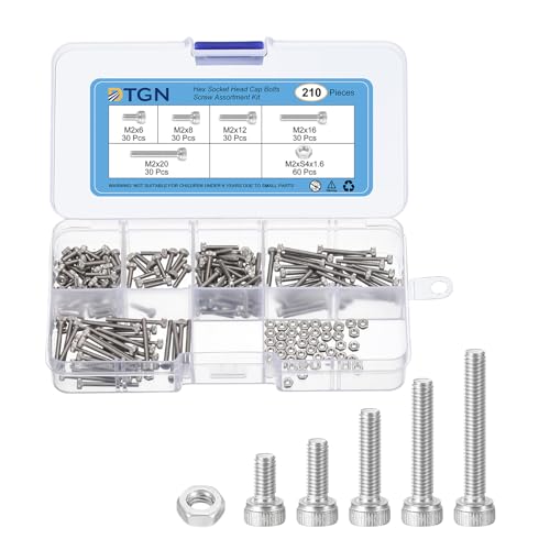 DTGN 210Pcs M2 Metric Screw Assortment, Bolts and Nuts Kit