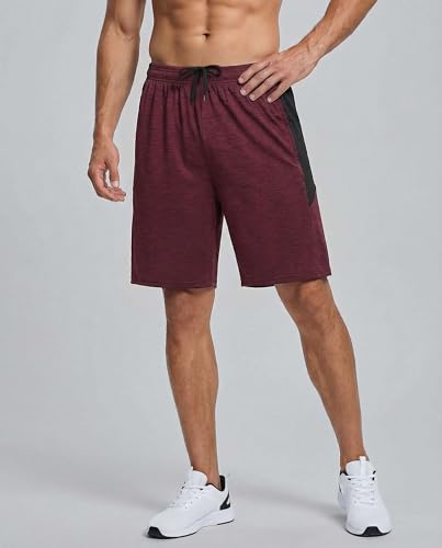 Image of Real Essentials Men's 5 Pack: 9 inch Dry-Fit Shorts - Athletic Gym, Workout, Basketball, Running, Casual Lounge Active Pockets