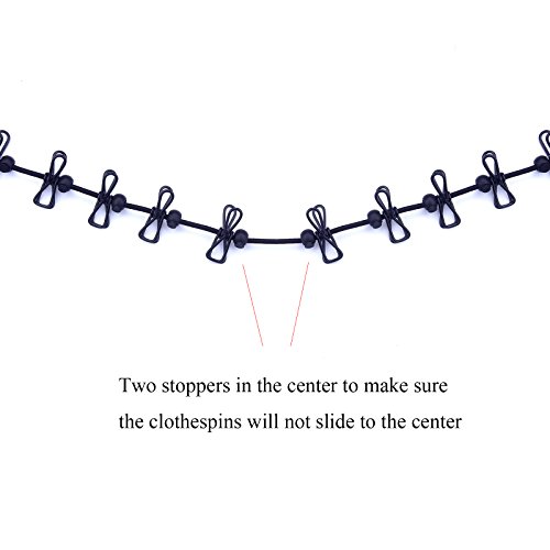 Travel Clothesline, Portable Retractable Clothesline With 12Pcs Clothespins For Indoor Laundry Drying, Outdoor Camping Accessories By Hawatour, Black #TOP3