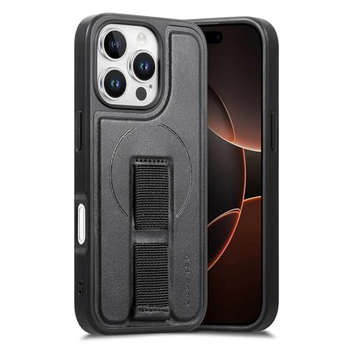 Coque Magnétique iPhone 15 Pro Max Cuir Noir Premium Antichoc Haute Finition