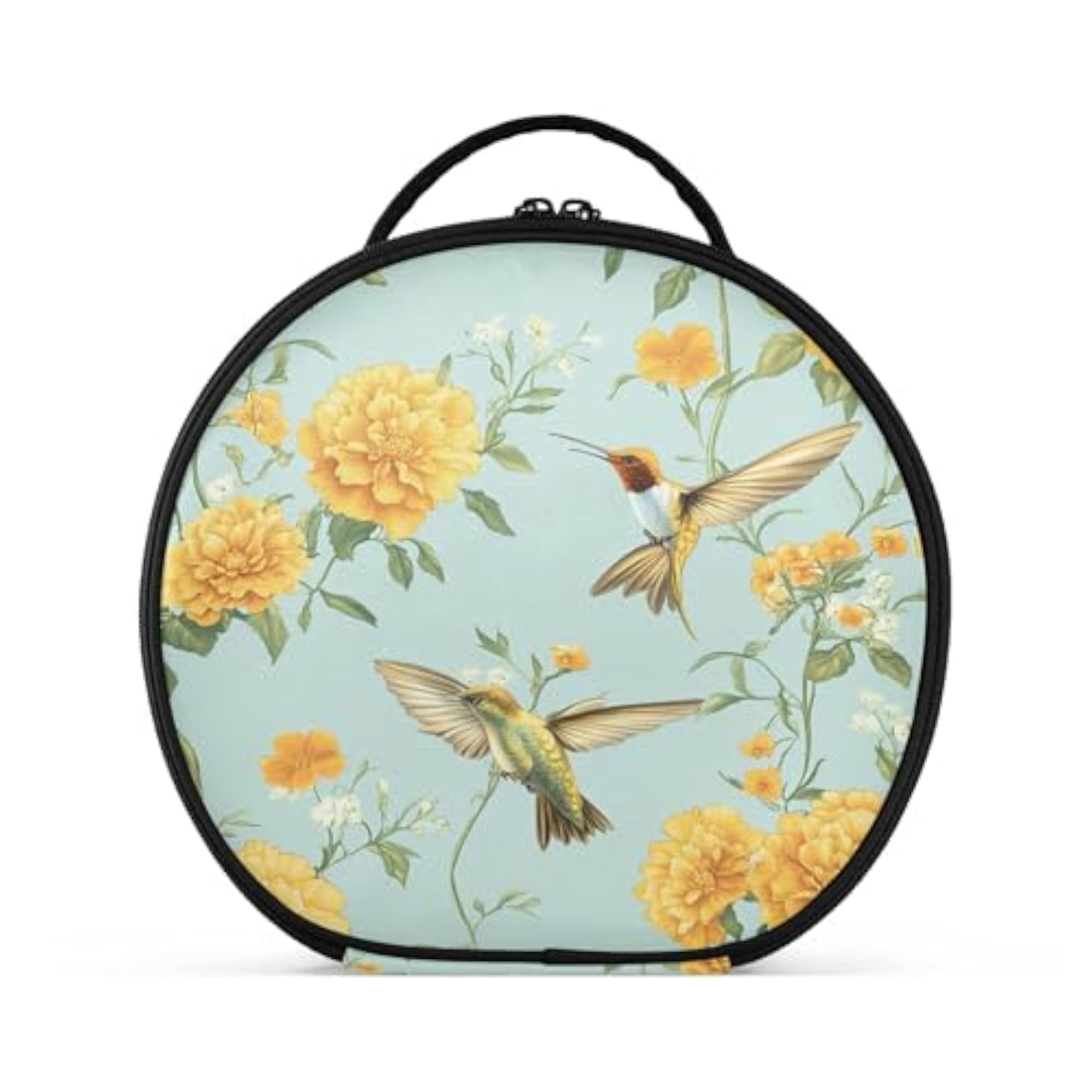 Yellow Marigolds Hummingbirds Travel Makeup Case