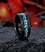 IRROYA Aquamarine Black Gold Plated Tungsten Mens Wedding Band Ring, 8mm Hammered Tungsten Carbide Blue Green Birthstone Engagement Rings for Men's Daily Wear, Male Goth Promise Ring Gift for Him Size 12