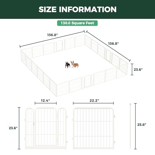 Image of FXW Rollick Unleashed Dog Playpen for Indoor, Yard, RV Camping, 24 inch 24 Panels for Small and Puppy Dogs, White│Patented