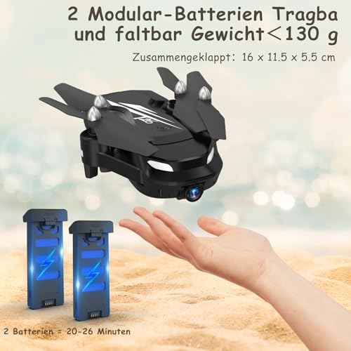 T26 Drohne mit 1080P Kamera – Ferngesteuerter Faltbarer FPV-Quadrocopter mit 2 Akkus, 26-30 Min. Flugzeit, 3D-Flip, Schwerkraftsensor, Headless-Modus & Ein-Knopf-Start/Landung – Ideal für Anfänger