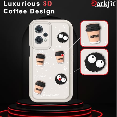 Image of Back Case Cover Compatible with OnePlus Nord CE 2 Lite 5G | Cute Fun Cartoon Ball 3D Coffee Silicone Case | Body Protection | Camera Protection | Shock Proof | Color White | Pack of 1