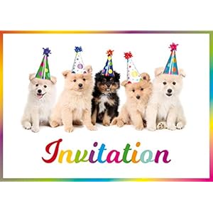 Edition Colibri (11077 FR 10 cartes d’invitation CHIENS MIGNONS en français pour l’anniversaire d’un enfant ou pour une…
