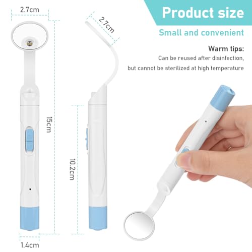 Flintronic Mundspiegel mit LED-Licht, Antibeschlag Dentalspiegel mit 2 Beleuchtungsmodi, Oral Dental Mirror, Mund Zahn Inspektion Spiegel, Aufladbar USB LED Zahnpflegespiegel, für Zahnpflege Ärzte – Bild 3