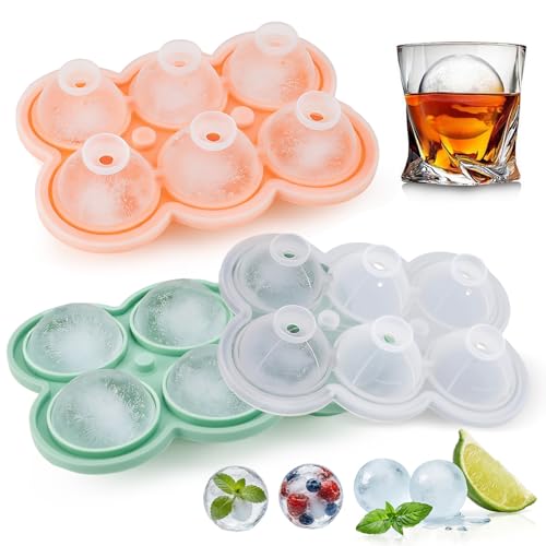 VZXZXE Eiswürfelform rund Silikon eiswürfel kugel Eiskugelformer silikonform 4.5cm Wiederverwendbar Eiswürfelbehälter mit Deckel für Cocktail Whiskey Saft Kaffee Eiskugel