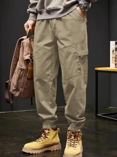 Image of Leriya Fashion Men's Cargo Pants | 4 Pocket Cotton Cargo Joggers for Men | Loose Fit Stylish Pant with Pockets | Casual Baggy Trousers & Streetwear Lower