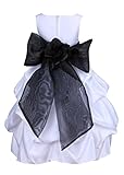 Pink Promise White Pick-Up Organza Sash Communion Wedding Baby Jr. Bridesmaid Flower Girl Dress, White/Black, 2