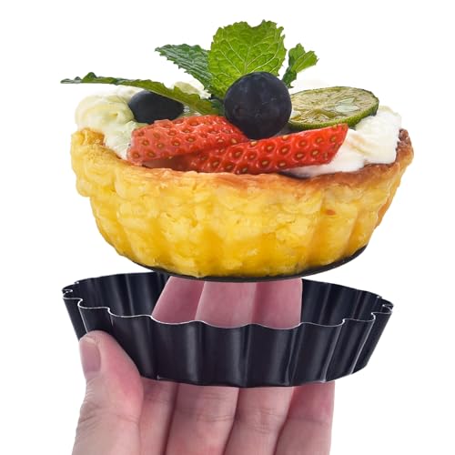 image for DATANYA 8 Pack Mini Tart Pans 4 Inch with Removable Bottom Round Nonst