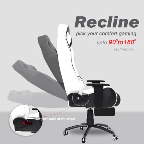 ASE GAMING Gold Series Ergonomic Gaming Chair with Footrest Premium PU Leather, Adjustable Neck & Lumbar Pillow, 180 Degree Recline with Black... - Image 5