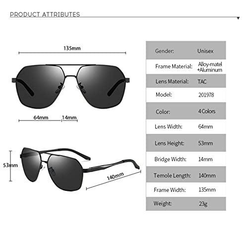 Polarized Men's Sunglasses Aluminum Magnesium Alloy Large Frame Sunglasses (Color : A, Size : Medium),m390573