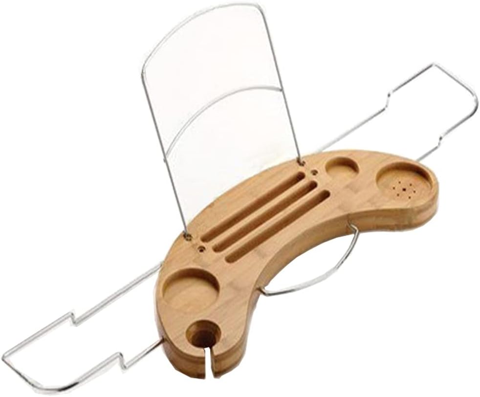 Bamboo Bathtub Tray Wooden Bathroom Extendable Bracket Can Be Placed Books and Integrated Tablet Smart Phone and Wine Rack Gifts for The Beloved