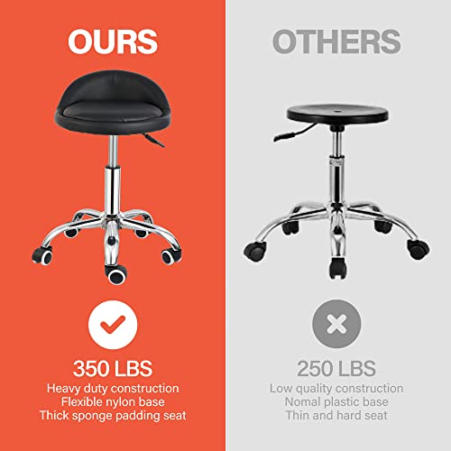 Nova Microdermabrasion Rolling Stool Swivel Salon Stool Chair Adjustable Drafting Stool Tattoo Office Massage Medical Facial Spa Stool With Pu Cushion Backrest(Black) #TOP7