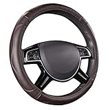 Car Pass Universal Luxurious Genuine Leather Steering Wheel Cover, Fit for Suvs,Trucks,sedans,Vans(Chocolate)