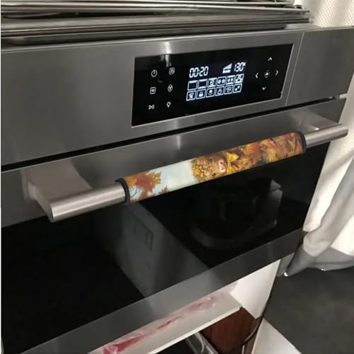 Image of Refrigerator Door Handle Covers Set of 6 Kitchen Electrical Appliance Decor Handles Keep Clean Anti-Slip Fridge Accessories Autumn Home Decor, Highland Cow Pumpkin Fall Leaf