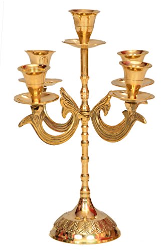 E-Handicrafts Mughal Candle Stand with 5 Holders (9.5-inch Height)