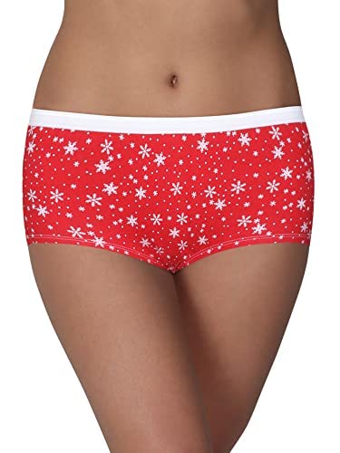 Fruit Of The Loom Women's Cotton Boyshort Panties, 3 Pack-Holiday Print, 10 #TOP1