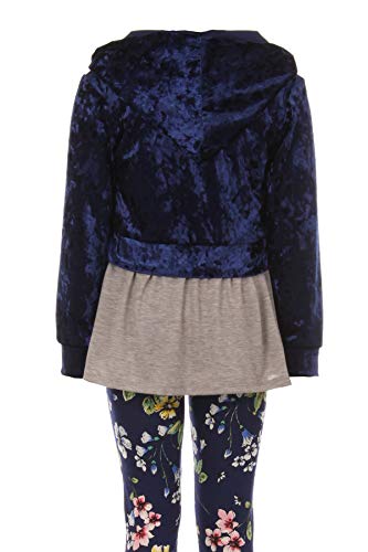 Image of iGirlDress Girls 4 Pieces Pant Set Long Sleeve Jacket Necklace Floral Plaid Pant 4-16