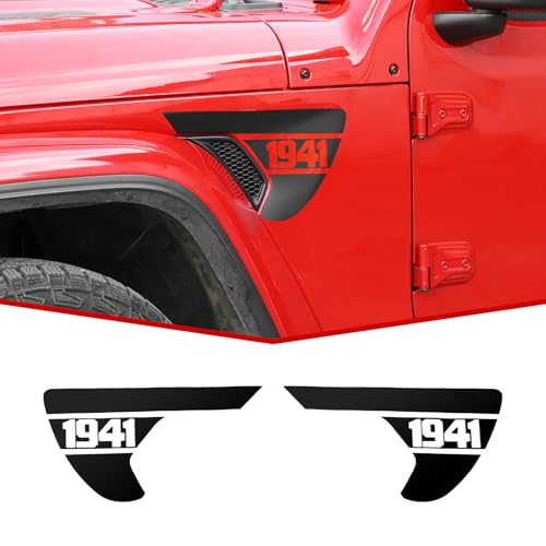 Image of JeCar Side Fender Vent Decals 1941 Vinyl Stickers Compatible with Jeep Wrangler 2018-2025 JL JLU & 2020-2025 Gladiator JT, 1 Pair