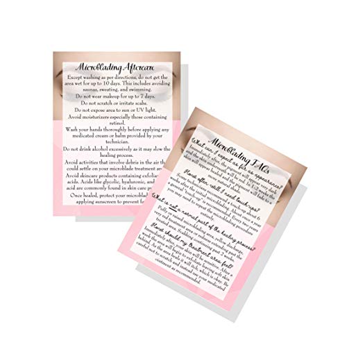 Www.LashSupply.Store Mircoblading Aftercare Instructions Cards | Package of 30 | Pink Eyebrow Photo Design Double Sided Size 4.25 x 5.5 inches After Care Post Card -  Boutique Marketing LLC