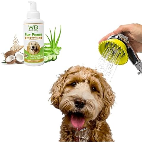 Wondurdog Deluxe Dog Wash Kit for Shower and Garden Hose + Fur Foam Dog Shampoo Cover
