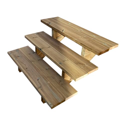 Escalera exterior de madera, de 2 a 7 peldaños, kit listo para usar, de madera, para jardín, balcón y terraza (3 peldaños sin contrahuellas, 100 cm)