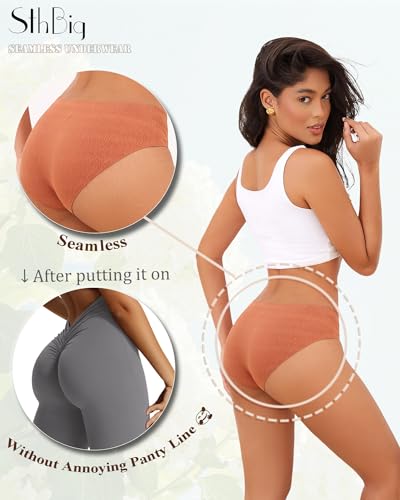 Sth Big Womens Underwear No Show Cheeky Seamless Bikini Jacquard Soft Ladies Panties Breathable Stretch Hipster 6 Pack thumb #2