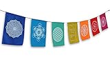 Regenbogen Gebetsfahnen, heilige Geometrie, positive Energie, Shri Yantra, Blume des Lebens, Samen des Lebens, (9 x 12 Bunt)